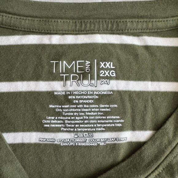 Time and Tru Striped Dress | Woman Size XXL | White & Green Rayon Blend - Picture 5 of 6